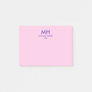 Purple Pink Minimal Clean Initials Post-it Notes
