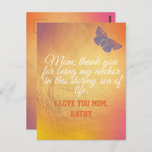 Purple Pink Minimalist Simple Modern Mothers Day Postcard (Front/Back)