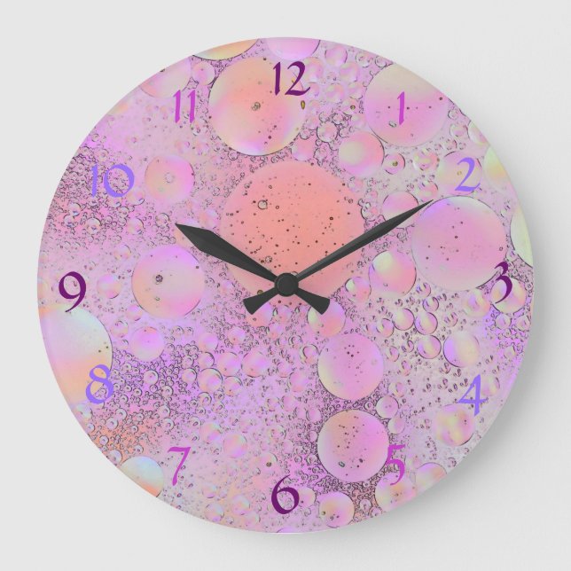Purple & Pink Modern Bubble Wall Clock (Front)