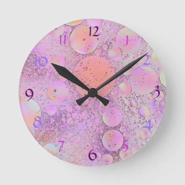 Purple & Pink Modern Bubble Wall Clock (Front)