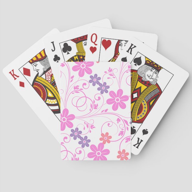 Purple & Pink Modern Floral Playing Cards (Back)