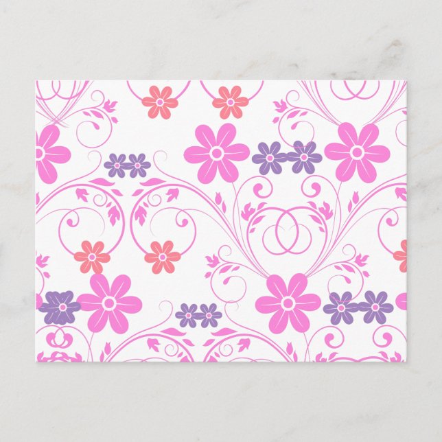 Purple & Pink Modern Floral Postcard (Front)