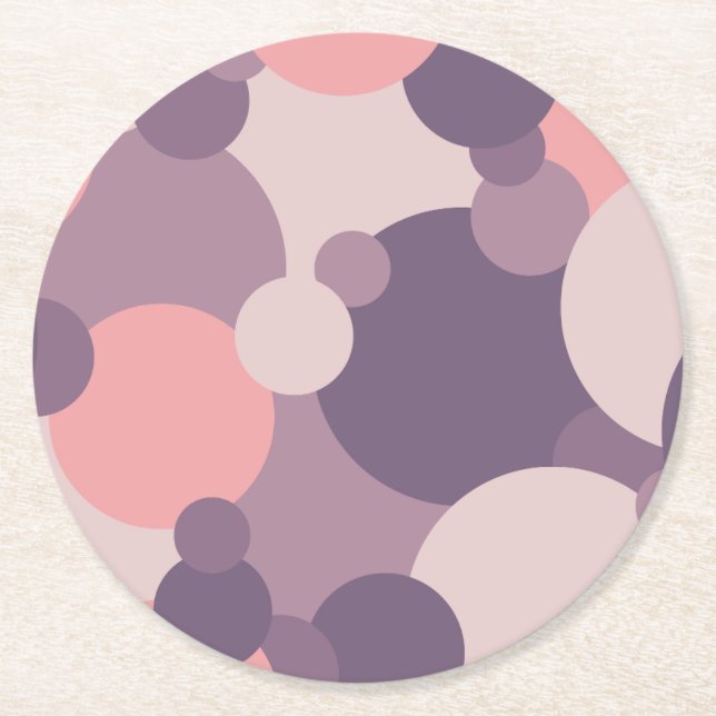 Purple-pink molecules paper coaster (Front)