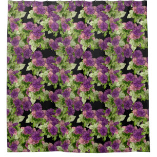 Purple Pink Morning Glory Floral Shower Curtain