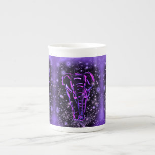 Purple Pink Mug with Elephants In Starry Night