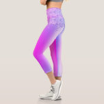 Purple Pink Neon Glitter Dance Capri Leggings<br><div class="desc">Capri Leggings with Purple Pink Neon Glitter Sparkle Drips Dance Party Modern - Add Your Unique Text - Make Your Special Gift - Resize and move or remove and add text / elements with customisation tool. Design by MIGNED. Please see my other projects. You can also transfer this designs to...</div>