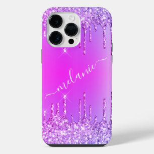 Purple Pink Neon iPhone Case with Custom Name
