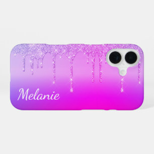 Purple Pink Neon iPhone Case with Custom Name