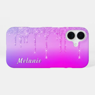 Purple Pink Neon iPhone Case with Custom Name