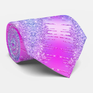 Purple Pink Neon Neck Tie Glitter Sparkly Drips