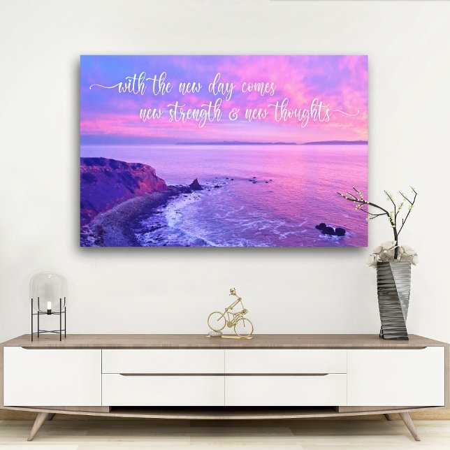 Purple Pink Ocean Sunset Photo Inspirational Quote Canvas Print (Creator Uploaded)