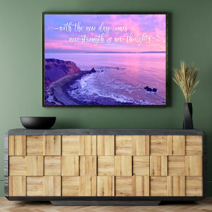Purple Pink Ocean Sunset Photo Inspirational Quote Poster