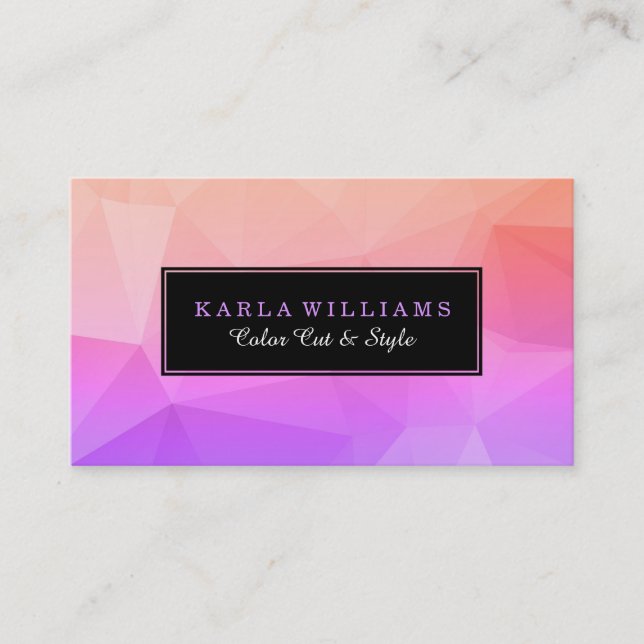 Purple & Pink Octagonal Modern Geometric Pattern Business Card (Front)