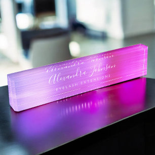 Purple Pink Ombre Eyelash Extensions Lashes Nameplate
