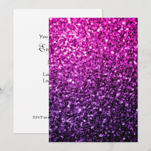Purple Pink Ombre faux glitter sparkle Personalise Invitation