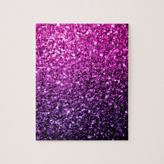 Purple Pink Ombre faux glitter sparkles Jigsaw Puzzle (Vertical)