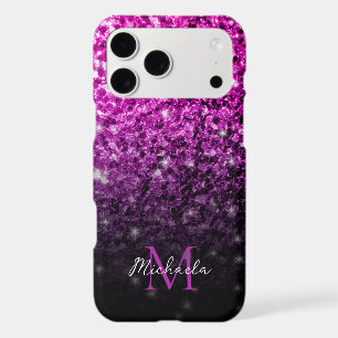 Purple Pink Ombre faux sparkles bling Monogram