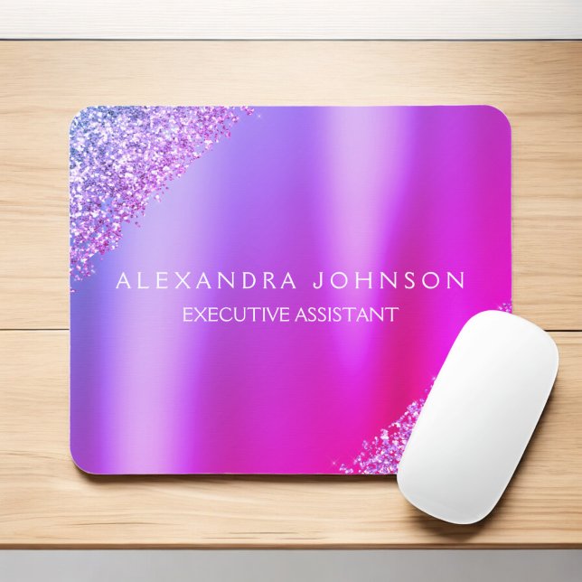 Purple Pink Ombre Glitter Office Business Mouse Pad (Creator Uploaded)