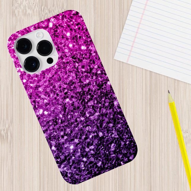 Purple Pink Ombre glitter sparkles Case-Mate iPhone Case (Sparkle up and protect your phone with trendy faux sparkles phone case. In many different colors.)
