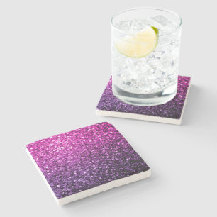 Purple Pink Ombre glitter sparkles Stone Coaster