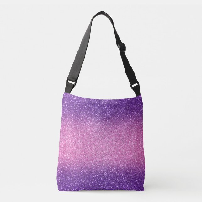 Purple-Pink Ombre Glitters Cross-Body Bag (Front)