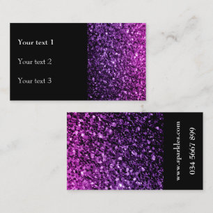 Purple Pink ombre shiny glitter sparkles and black Business Card