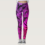 Purple pink ombre tropical palm leaves pattern leggings<br><div class="desc">Be a trendsetter in these super stunning graphic leggings of a turquoise, purple and pink ombre tropical palm tree leaves pattern on a black background. Work out, run errands, or just hang out in these super stunning leggings that are sure to make a fashion statement wherever you go. Add a...</div>