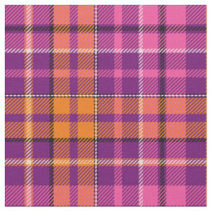 Purple Pink Orange Plaid Tartan Design Fabric