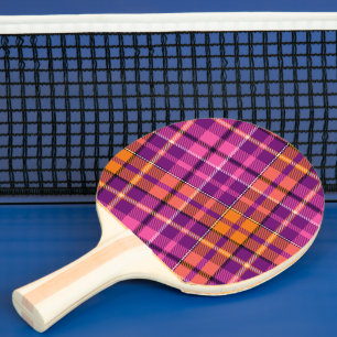 Purple Pink Orange Plaid Tartan Design  Ping Pong Paddle