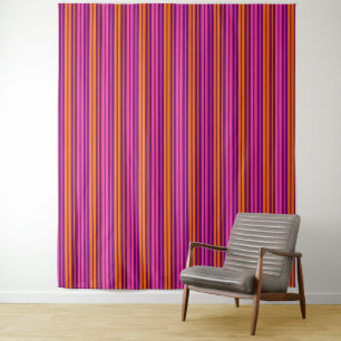 Purple Pink Orange Vertical Stripes Design   Tapestry