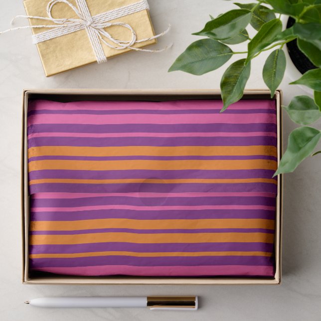 Purple Pink Orange Vertical Stripes Design   Tissue Paper (Gift)