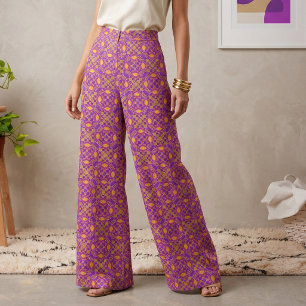 Purple Pink Orange & Yellow Geometric Pattern Fabric