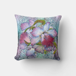 Purple Pink Orchid Floral Watercolor Cushion