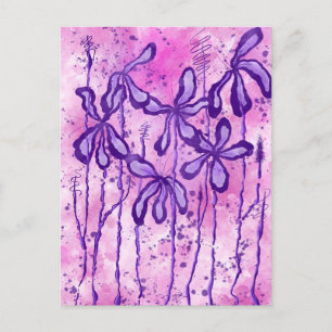 Purple/pink Paint Splatter & Lilies Postcard