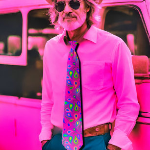 purple pink paisley pattern tie