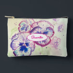 Purple Pink Pansy Watercolor Flower Floral Girls Accessory Pouch<br><div class="desc">Pansy Watercolour Painting. Designed from my original watercolours.</div>