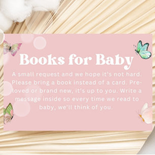 Purple Pink Pastel Butterfly Book for Baby Ticket  Enclosure Card