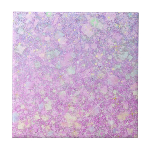 Purple Pink Pastel Colour Faux Glitter Solid Tile (Front)