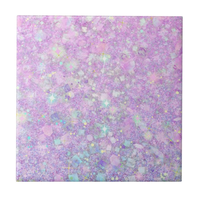 Purple Pink Pastel Colour Faux Glitter Solid Tile (Front)