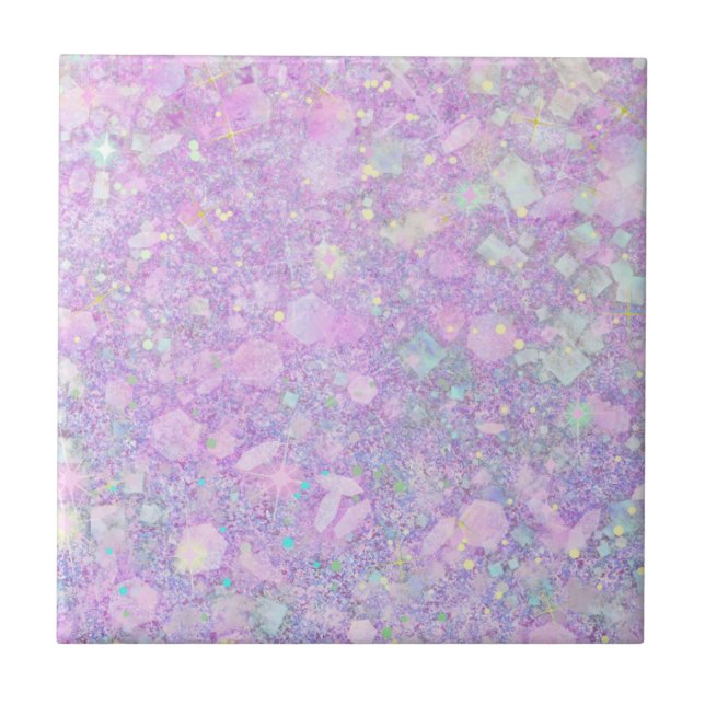 Purple Pink Pastel Colour Faux Glitter Solid Tile (Front)