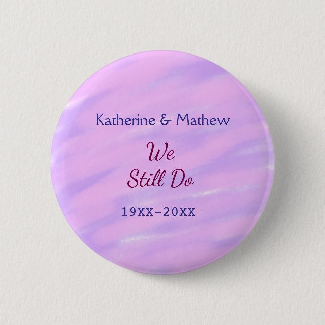 Purple pink pastel Vow renewal anniversary waterco 6 Cm Round Badge (Front)
