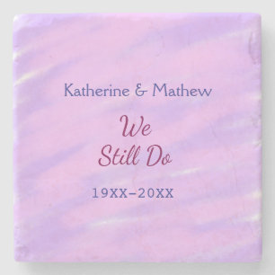 Purple pink pastel Vow renewal anniversary waterco Stone Coaster