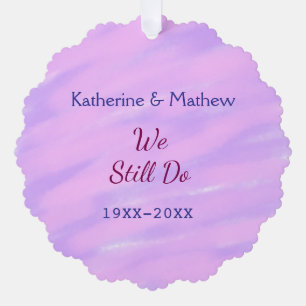 Purple pink pastel Vow renewal anniversary waterco Tree Decoration Card