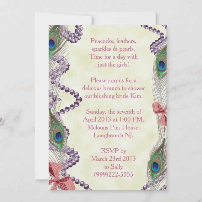 Purple/Pink Peacock Invitation (Front)