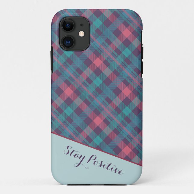 Purple-pink plaid iPhone case (Back)