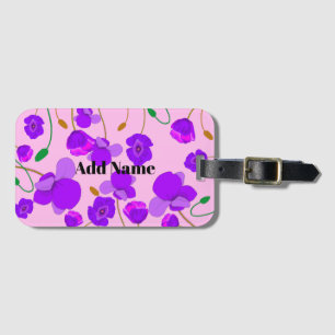 Purple Pink Poppy Papaver Field Illustration Luggage Tag
