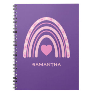 Purple Pink Rainbow Name School Notebook