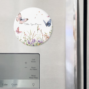 Purple Pink Red Flowers Butterflies Magnet