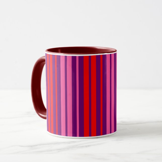 Purple Pink Red Vertical Stripes Design   Mug (Front Left)