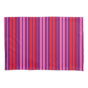 Purple Pink Red Vertical Stripes Design   Pillowcase